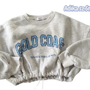 Adika Light Gray Gold Coast cropped Sweatshirt